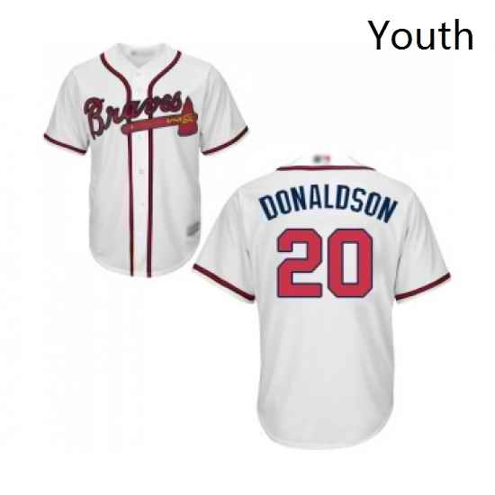 Youth Atlanta Braves 20 Josh Donaldson Replica White Home Cool Base Baseball Jersey